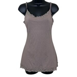 Maurices Lace Trim Cami Tank Top Babydoll Womens M‎ Brown Tan Y2K Twilight
